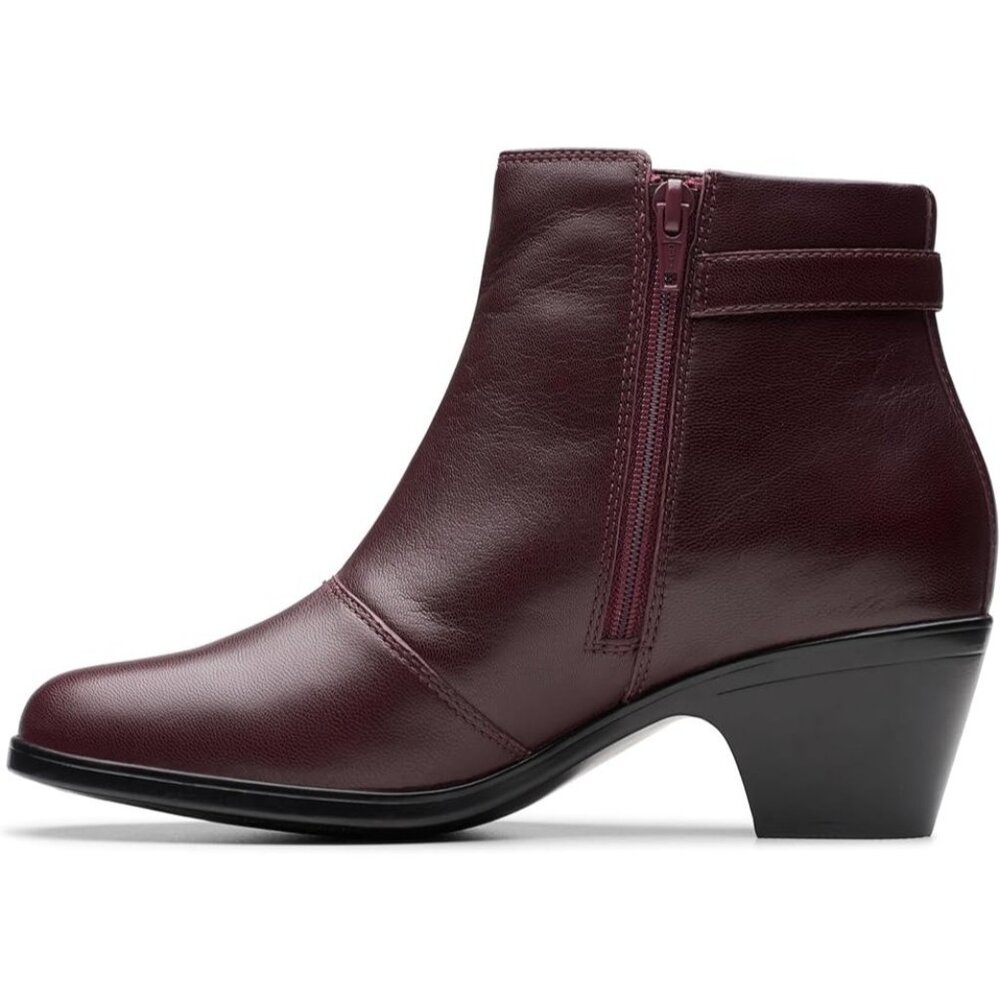 Clarks Womens Emily 2 Belle Ankle Boots Wine Leather 7.5M MSRP $140 - Picture 3 of 6